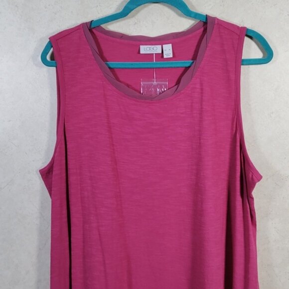 05174 LOGO by Lori Goldstein raspberry pink sleeveless knit top - Picture 2 of 13